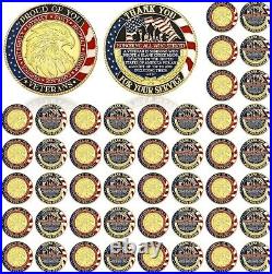 48-Piece Veteran Challenge Coin Set Gold Plated Christian Commemorative