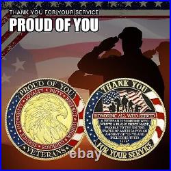 48-Piece Veteran Challenge Coin Set Gold Plated Christian Commemorative