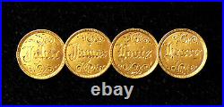 4 GOLD COIN LOVE TOKEN PIN With 4 $1 PRINCESS HEAD ENGRAVED COINS SEE PICTURES