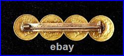 4 GOLD COIN LOVE TOKEN PIN With 4 $1 PRINCESS HEAD ENGRAVED COINS SEE PICTURES
