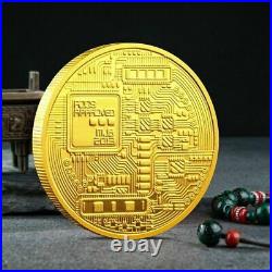 50PC GOLD Plated Bitcoin Coin Collectible -AWESOME GIFT COMMEMORATIVE BITCOIN