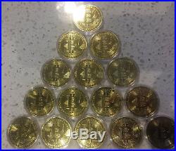 50 Bitcoin Physical Bitcoins Gold Color BTC Cryptocurrency Collectible Coin