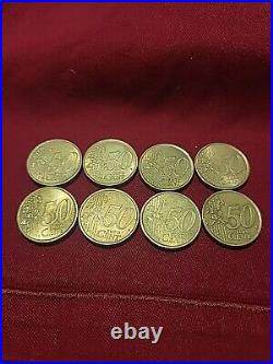 50 EUR CENT ITALY 2002 RARE Set Of 8 Coins Marcus Aurelius Collections