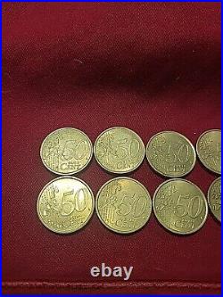 50 EUR CENT ITALY 2002 RARE Set Of 8 Coins Marcus Aurelius Collections