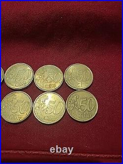 50 EUR CENT ITALY 2002 RARE Set Of 8 Coins Marcus Aurelius Collections