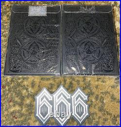 666 Playing Cards Set WithALL Gilded Decks-Coin, Stickers/Half Brick Box-6 Decks