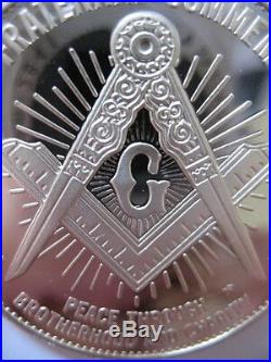 7/8-oz Rare Albert Pike Freemason Grand Commander Masonic Coin Silver. 925 + Gold