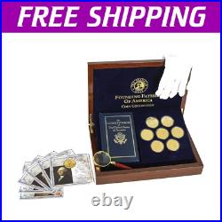 7-Piece Gold-Plated Commemorative Coins Display Franklin Mint Collection