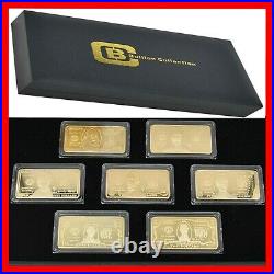 7 x 1 OZ Ounce Coin Collection USA DOLLAR HOME DECORATION GOLD PLATED
