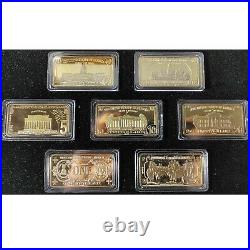 7 x 1 OZ Ounce Coin Collection USA DOLLAR HOME DECORATION GOLD PLATED