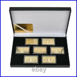 7 x 1 OZ Ounce Coin Collection USA DOLLAR HOME DECORATION GOLD PLATED