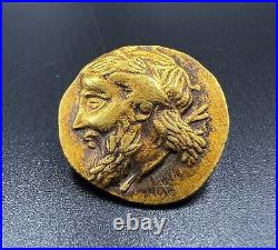 8 Gram Antique Hellenistic Greek Antiquities Gold Coin Stamp Jewelry Pendant 17k