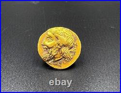 8 Gram Antique Hellenistic Greek Antiquities Gold Coin Stamp Jewelry Pendant 17k