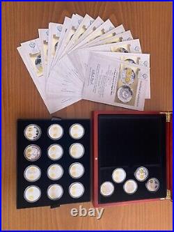 999 Fine Silver French x17 Medals Coins Collection With Pure. 999 Gold Ornaments