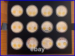 999 Fine Silver French x17 Medals Coins Collection With Pure. 999 Gold Ornaments