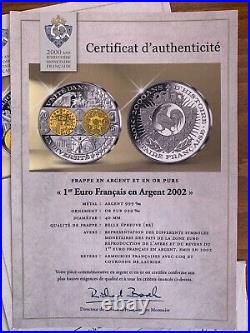 999 Fine Silver French x17 Medals Coins Collection With Pure. 999 Gold Ornaments