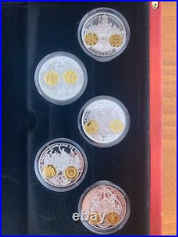 999 Fine Silver French x17 Medals Coins Collection With Pure. 999 Gold Ornaments