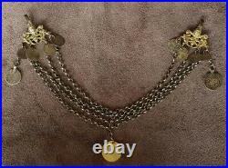 ANTIQUE 1820's GOLD PLATED SILVER Greek OTTOMAN NECKLACE authentic silver coins