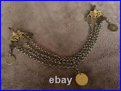 ANTIQUE 1820's GOLD PLATED SILVER Greek OTTOMAN NECKLACE authentic silver coins