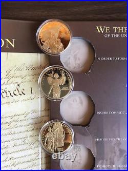 American Mint Constitution 225th Anniversary 6 Coin Collection, Layered 24K Gold