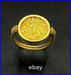 Ancient Gold Jewelry Ring With Coin Signet