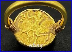 Ancient Gold Jewelry Ring With Coin Signet