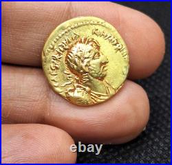 Ancient Greek Bust Hadrian Justitia Hold Eagle Solid 22K Gold Coin collectible
