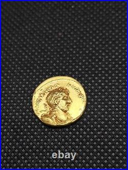 Ancient Greek Bust Hadrian Justitia Hold Eagle Solid 22K Gold Coin collectible