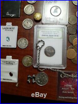 Antique Coin Junk Drawer Lot With real Gold And Silver, Ancient Coins, jewelry