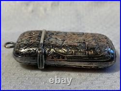 Antique Coin Silver Gold Wash Match Holder Equestrian on Horse Ornate Pendant