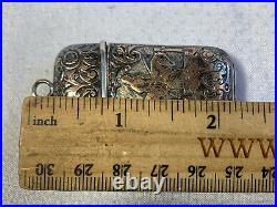 Antique Coin Silver Gold Wash Match Holder Equestrian on Horse Ornate Pendant