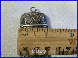 Antique Coin Silver Gold Wash Match Holder Equestrian on Horse Ornate Pendant