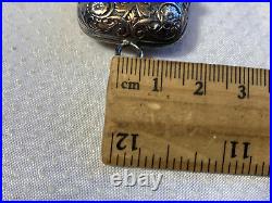 Antique Coin Silver Gold Wash Match Holder Equestrian on Horse Ornate Pendant