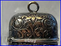 Antique Coin Silver Gold Wash Match Holder Equestrian on Horse Ornate Pendant
