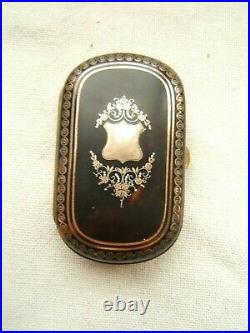 Antique Faux Tortoise Shell Box Coin Purse The Gold Pique Work Early 19th