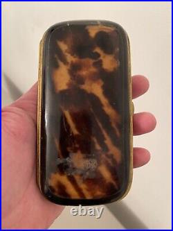 Antique Faux Tortoise Shell Box Coin Purse The Gold Pique Work Early 19th