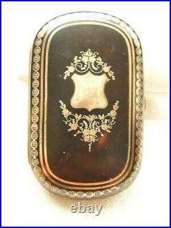 Antique Faux Tortoise Shell Box Coin Purse The Gold Pique Work Early 19th