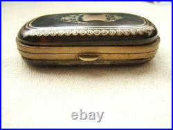 Antique Faux Tortoise Shell Box Coin Purse The Gold Pique Work Early 19th