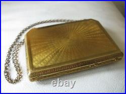 Antique Gold Green Jewel & Rhinestone Coin Holder Card Case Carry All Compact