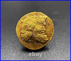 Antique Hellenistic Greek Antiquities Gold Coin Stamp Jewelry Pendant 17k 4 Gram