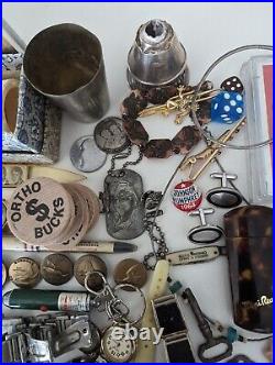 Antique Vintage Collectibles Lot Sterling Jewelry Gold Fill Watches Coins Spoons