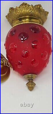 Antique Vintage Red Coin Globe Hanging Hall Lamp/Light