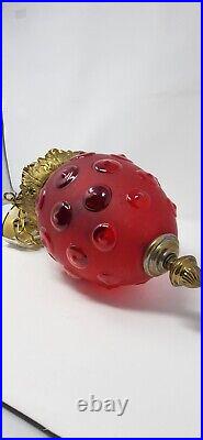 Antique Vintage Red Coin Globe Hanging Hall Lamp/Light