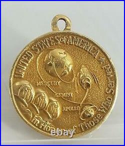 Apollo 11 Gold Coin Pendant 14k Gold 5.15 g 1st Lunar Landing (u16639)