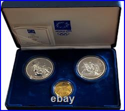 Athens 2004 Olympics 3 Gold-silver Proof Coin Set Collection With Certification