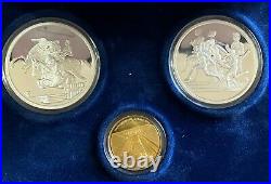 Athens 2004 Olympics 3 Gold-silver Proof Coin Set Collection With Certification