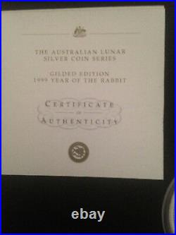 Australian lunar silver coin series. 12 year collection. Gilded edition