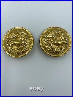 Authentic Fendi Zodiac Collection 93 Sagittarius Archer Dome Coin Earrings