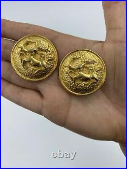 Authentic Fendi Zodiac Collection 93 Sagittarius Archer Dome Coin Earrings