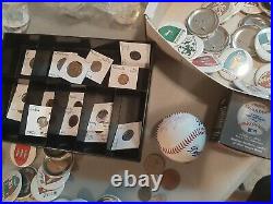 Autographed Baseballs foreign coins silver color gold banknote junk drawer lot
